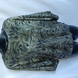 Vintage Jeri Marque Foil Blouse 80s Retro Polyester Knit Foil